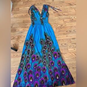 Jon & Anna Blue and Purple Peacock Maxi Dress